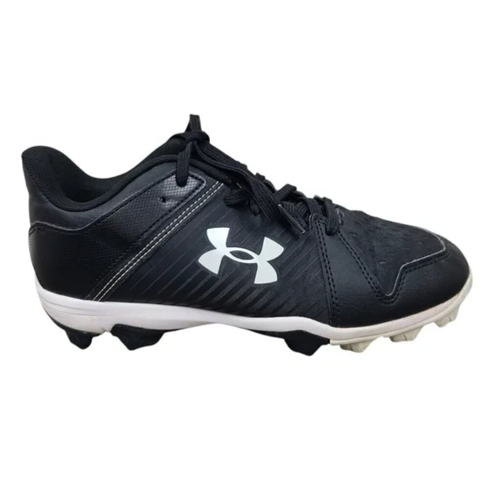 Under Armour Boys Black & White Leadoff Molded Low Baseball Cleats Shoes Sz 4.5